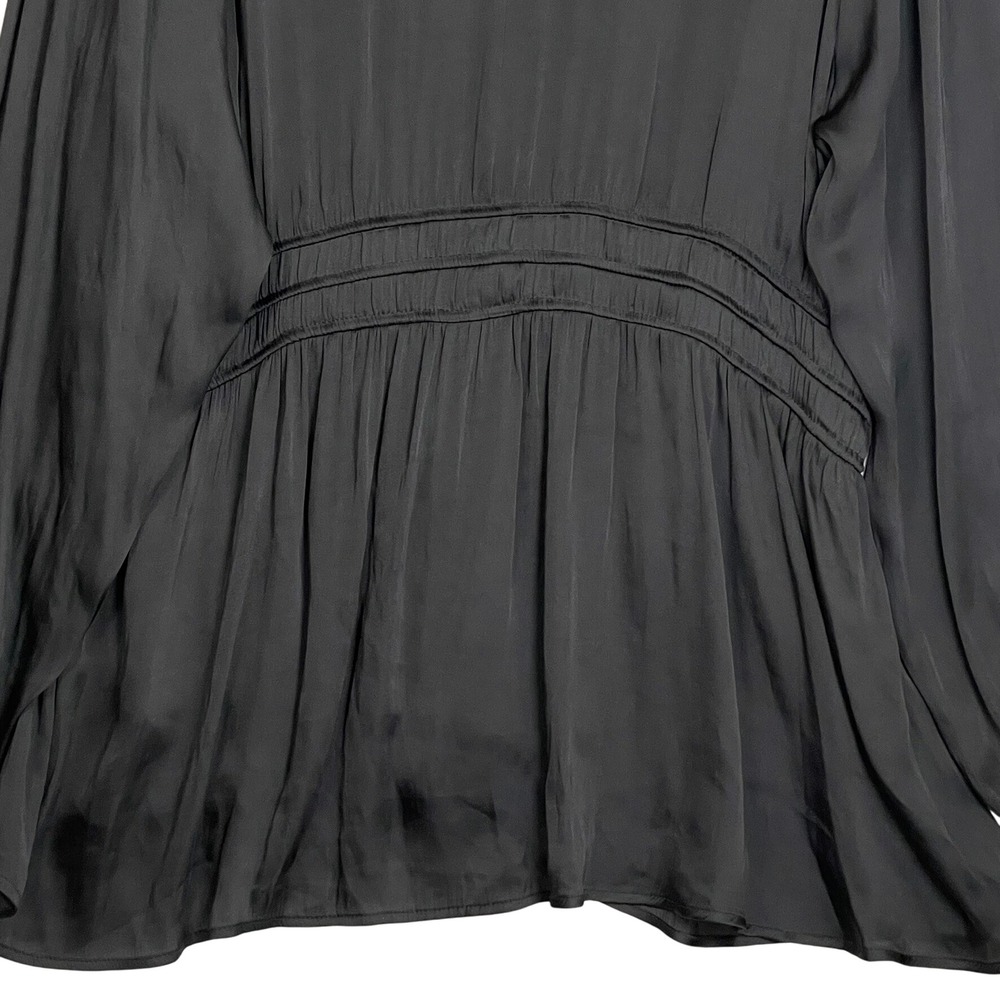 Torrid Size 4 Black Satin-Look Long Sleeve V-Neck Blouse Dressy Romantic - Picture 10 of 13